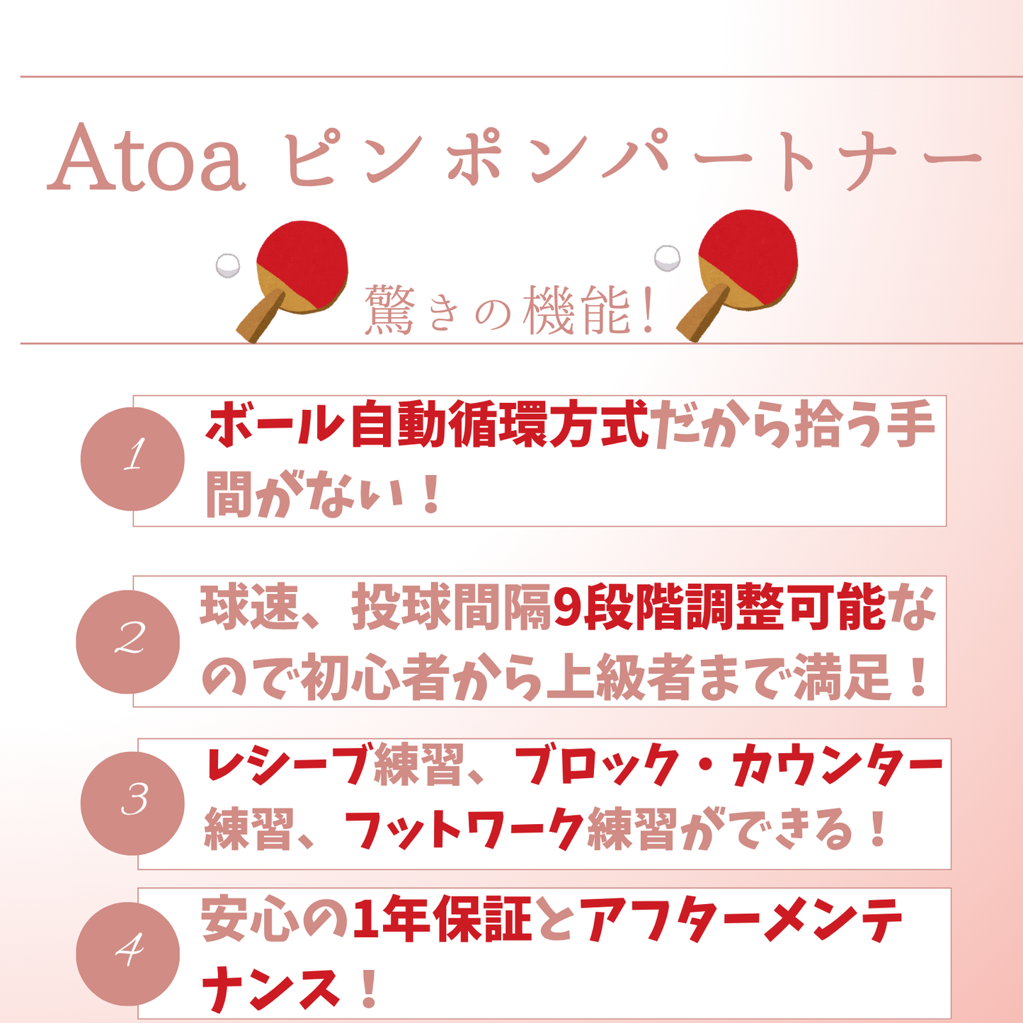 【A-TTA-YT010】Atoa ピンポンパートナー